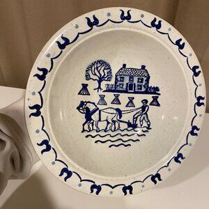 Vintage Metlox Poppytrail Blue Provincial 10” Bowl -‎ Farmhouse Country Decor